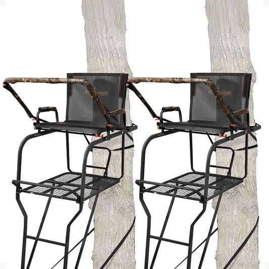 Big Game Hunter HD 1.5 Deer Hunting 18.5 Foot 1 Person Ladder Tree Stand, 2 Pack
