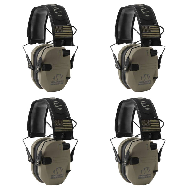 Walker's Razor Slim Shooter Electronic Hearing Protection Earmuff, (4 Pack)