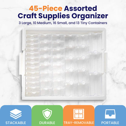 Bead Storage Solutions 45pcs Craft Organizer & 82pcs Tiny Supplies Organizer