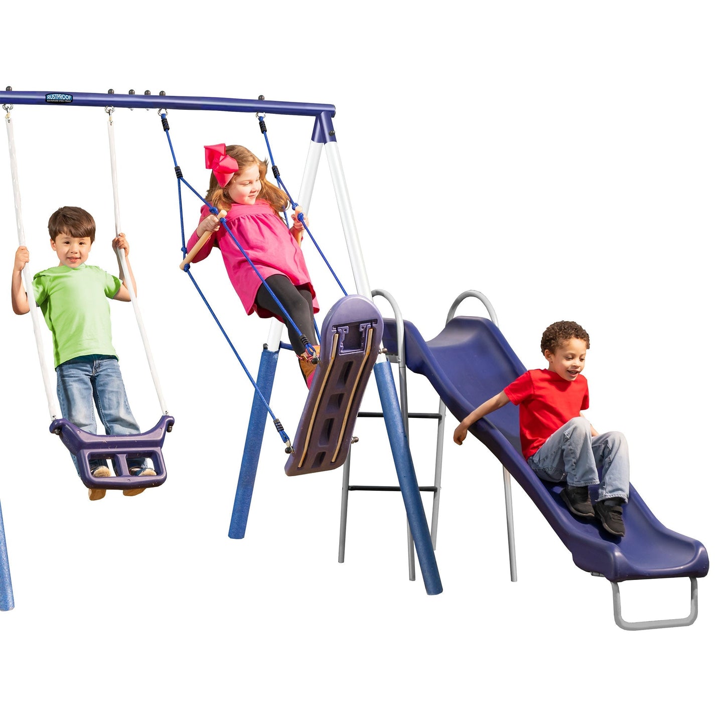 XDP Recreation Surf N Swing 5 Station Outdoor Swing and Play Set with Slide