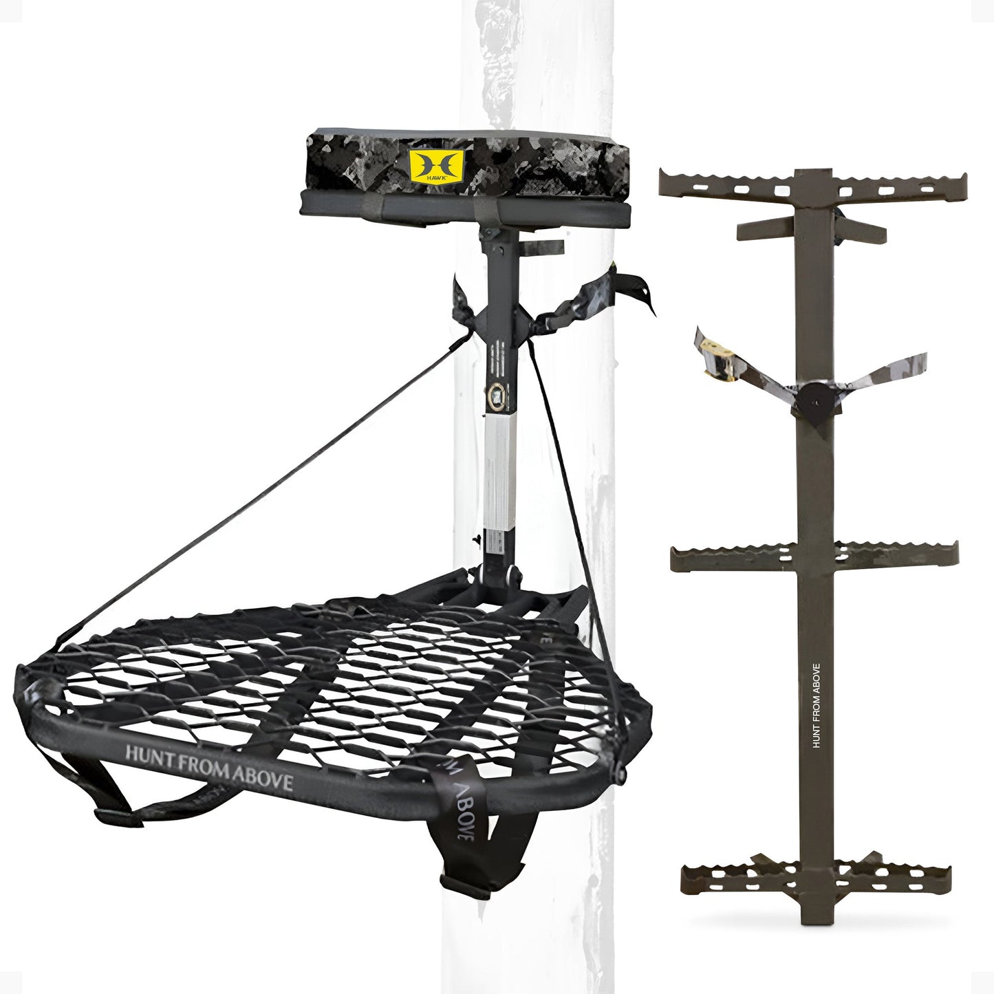 Hawk Ranger Traction Climbing Sticks with Treestand and Full Body Safety Harness