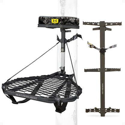 Hawk Ranger Traction Climbing Sticks with Treestand and Full Body Safety Harness