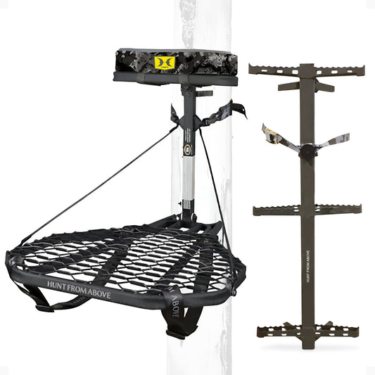 Hawk Ranger Traction Climbing Sticks with Treestand and Full Body Safety Harness