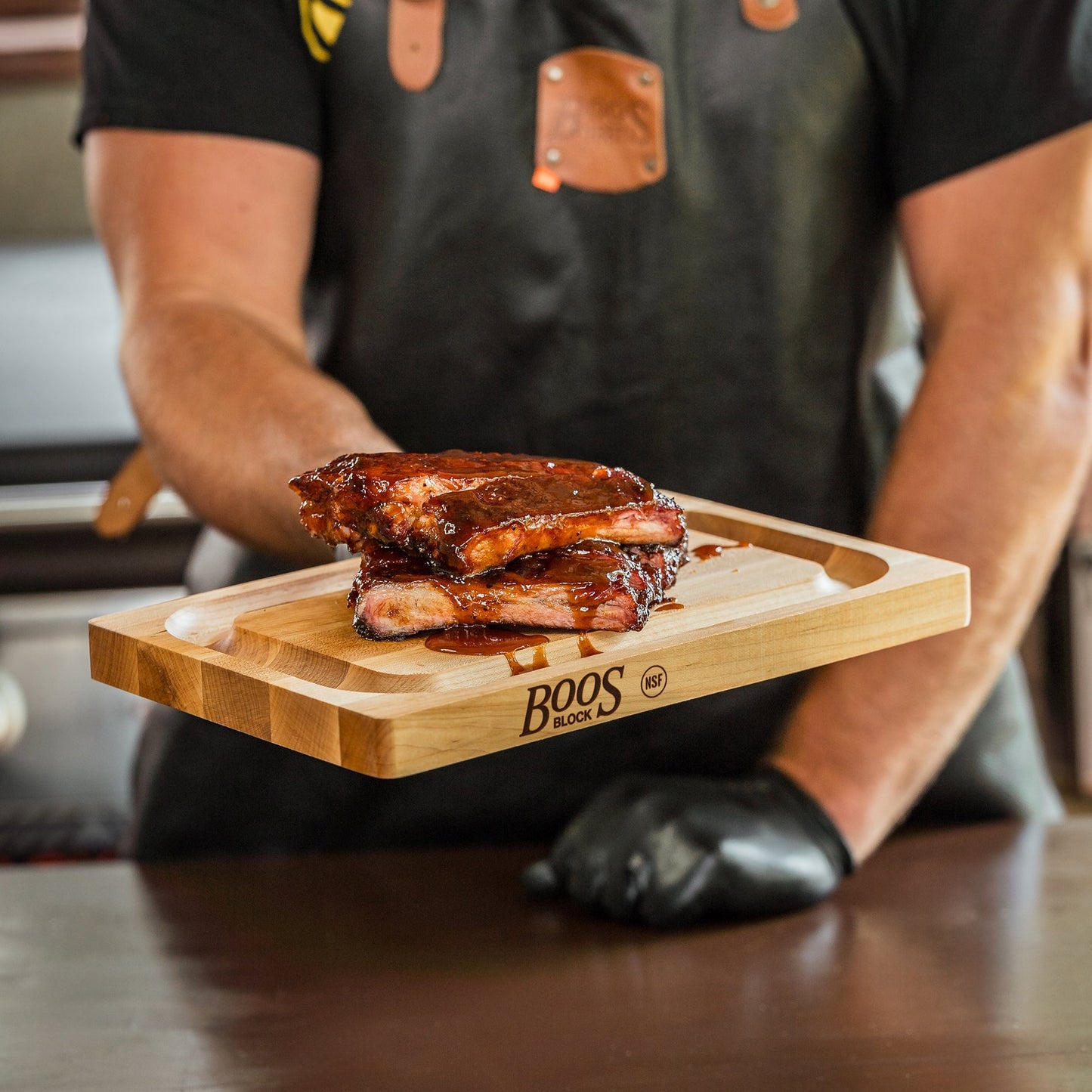 John Boos Chop N Slice Maple Wood Edge Grain Cutting Board, 8" x 12" x 1.25"