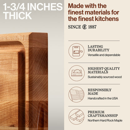 John Boos Square Maple Wood Cutting Board with Juice Groove, 15" x 15" x 1.5"