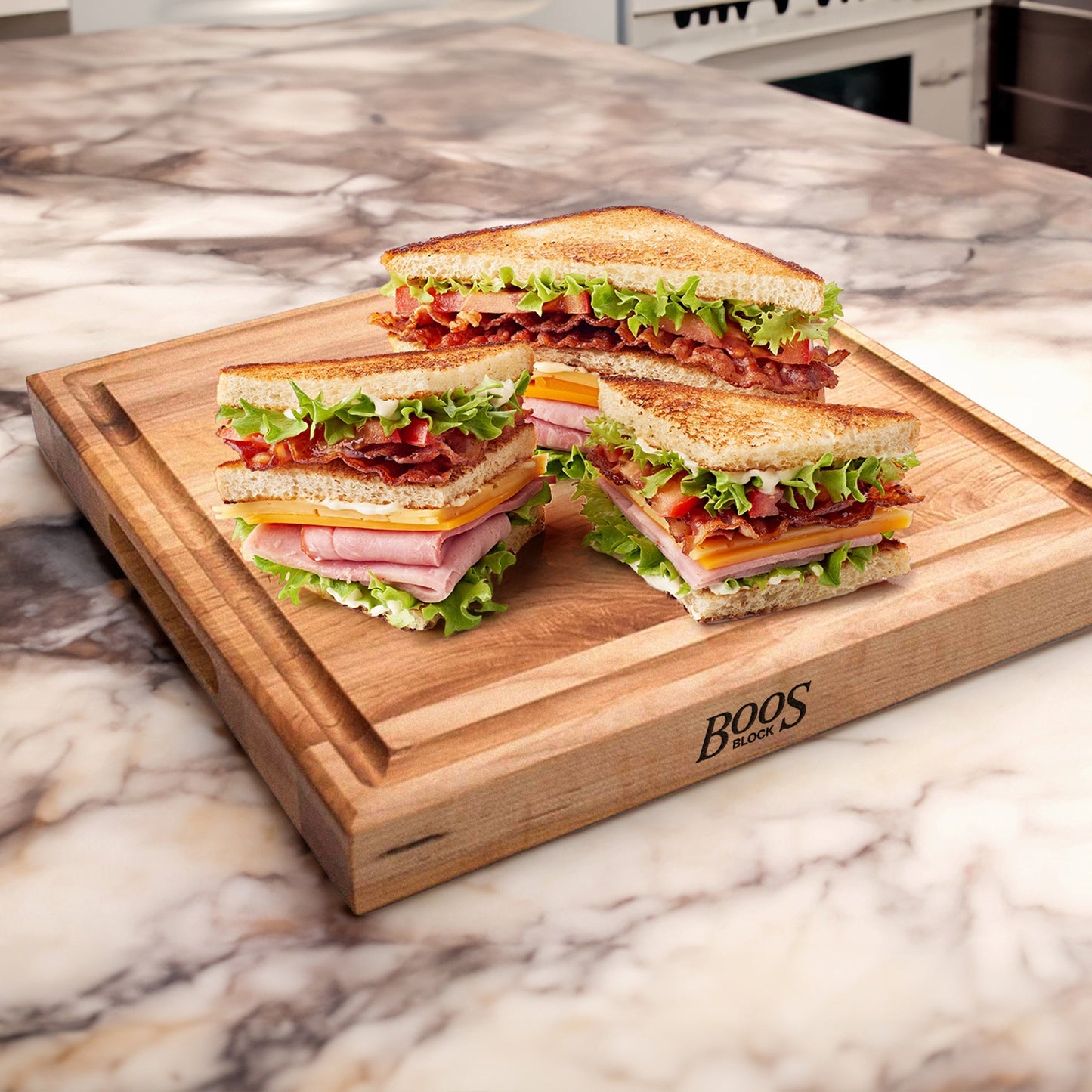 John Boos Square Maple Wood Cutting Board with Juice Groove, 15" x 15" x 1.5"