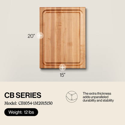 John Boos Large Maple Wood Edge Grain Reversible Cutting Board, 20" x 15" x 1.5"