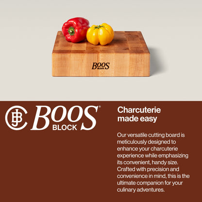 John Boos Small Maple Wood End Grain Cutting Board for Kitchen, 12" x 12" x 3"