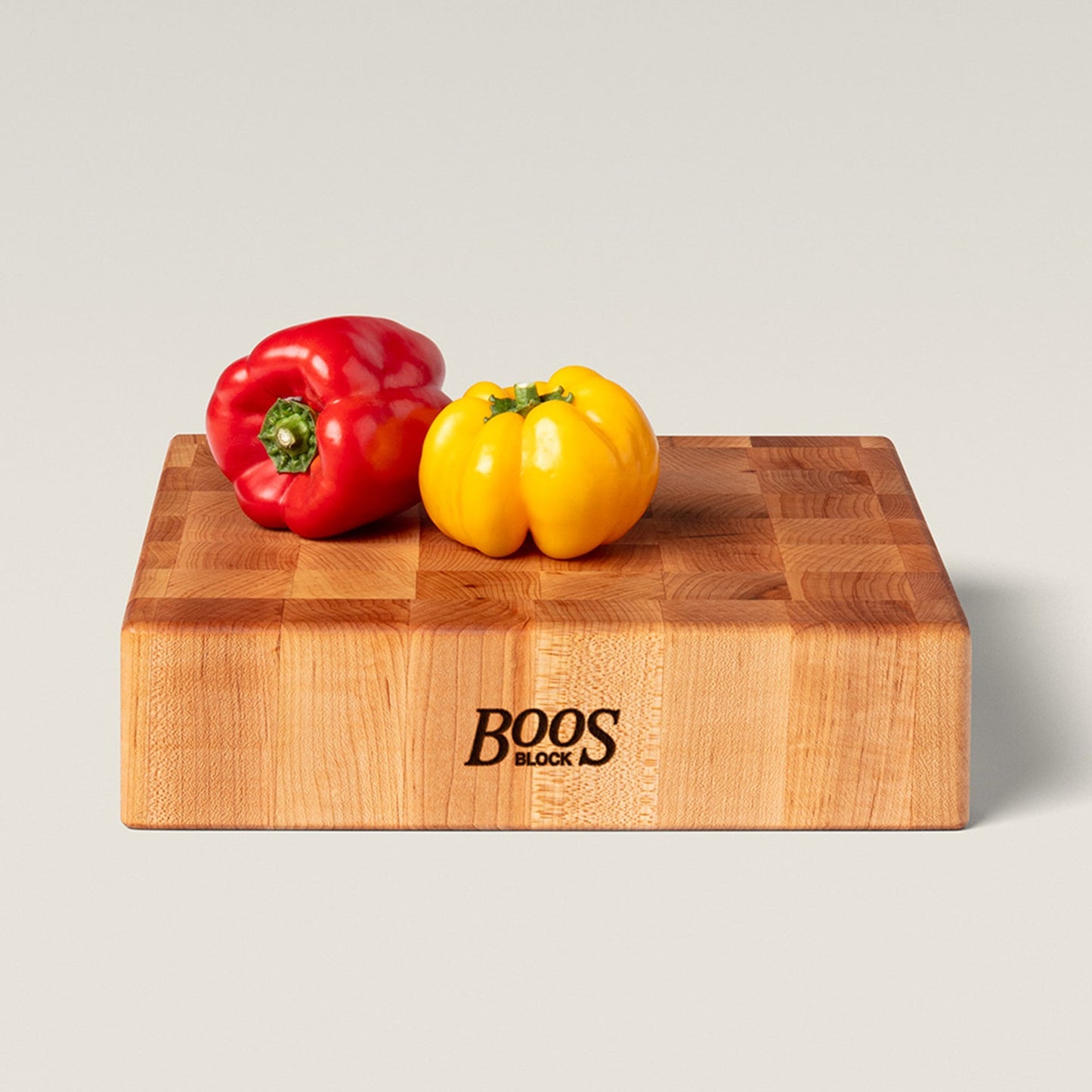 John Boos Small Maple Wood End Grain Cutting Board for Kitchen, 12" x 12" x 3"