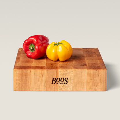 John Boos Small Maple Wood End Grain Cutting Board for Kitchen, 12" x 12" x 3"