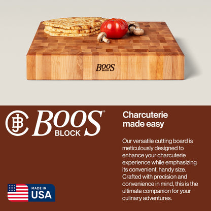 John Boos Large Maple Wood End Grain Chopping Board for Kitchen, 18" x 18" x 3"