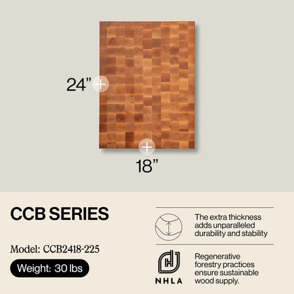 John Boos Large Maple Wood End Grain Cutting Board for Kitchen 20" x 15" x 2.25"