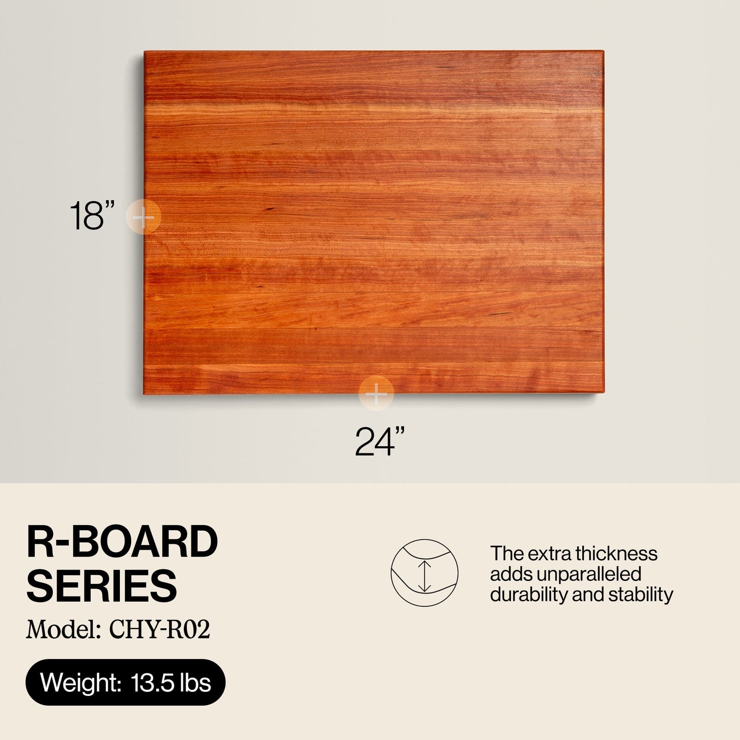 John Boos Cherry Wood Edge Grain Reversible Cutting Board, 24 x 18 x 1.5 Inches