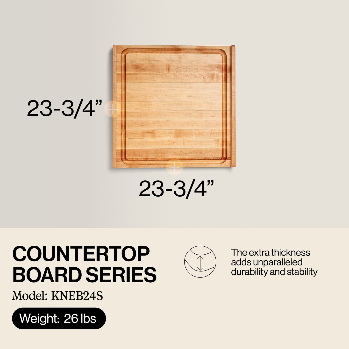 John Boos Countertop Reversible Wood Cutting Board with Juice Groove, Maple