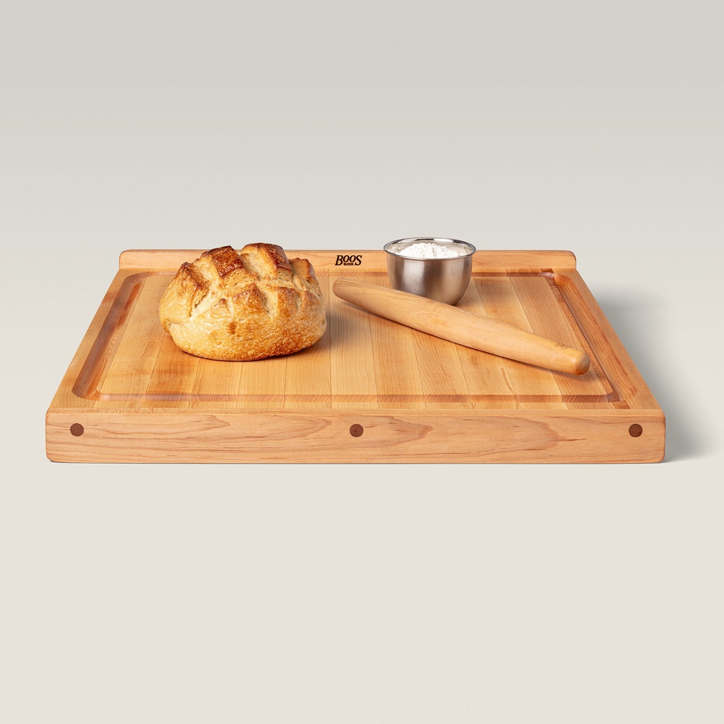 John Boos Countertop Reversible Wood Cutting Board with Juice Groove, Maple