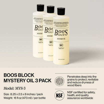 John Boos 16 Oz All Natural Moisture Care for Wood Kitchen Cutting Board, 3 Pack