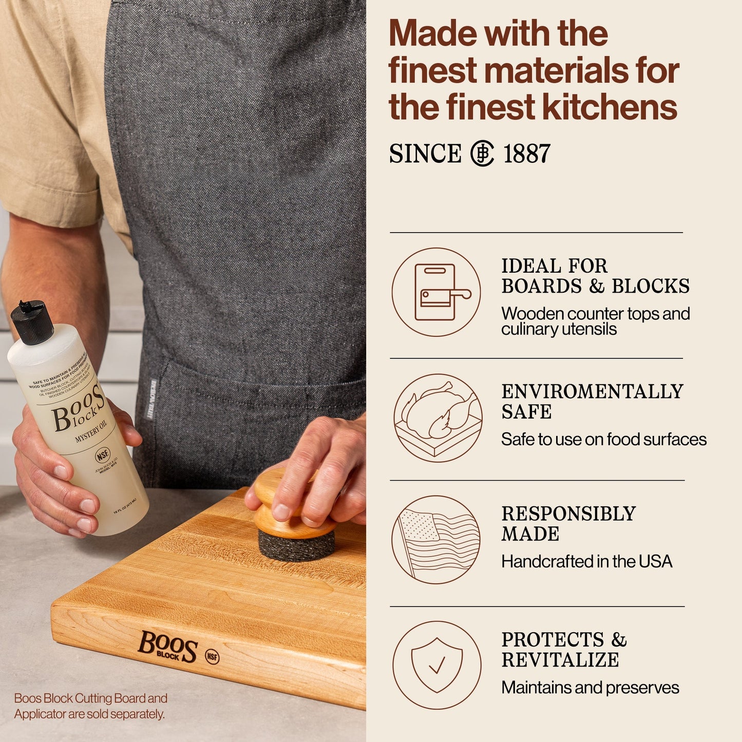 John Boos 16 Oz All Natural Moisture Care for Wood Kitchen Cutting Board, 3 Pack