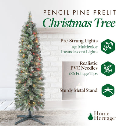 Home Heritage Stanley 5' Pine Artificial Christmas Tree, PreLit 150 Color Lights