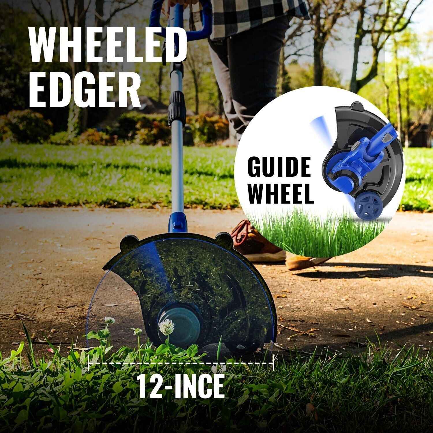 WILD BADGER POWER 20V Weed Wacker, Leaf Blower, Wheeled Edger Kit Electric with 2 * 2Ah Battery & Charger, String Trimmer, Lightweight, Adjustable Telescopic Shaft, Fast-Charging