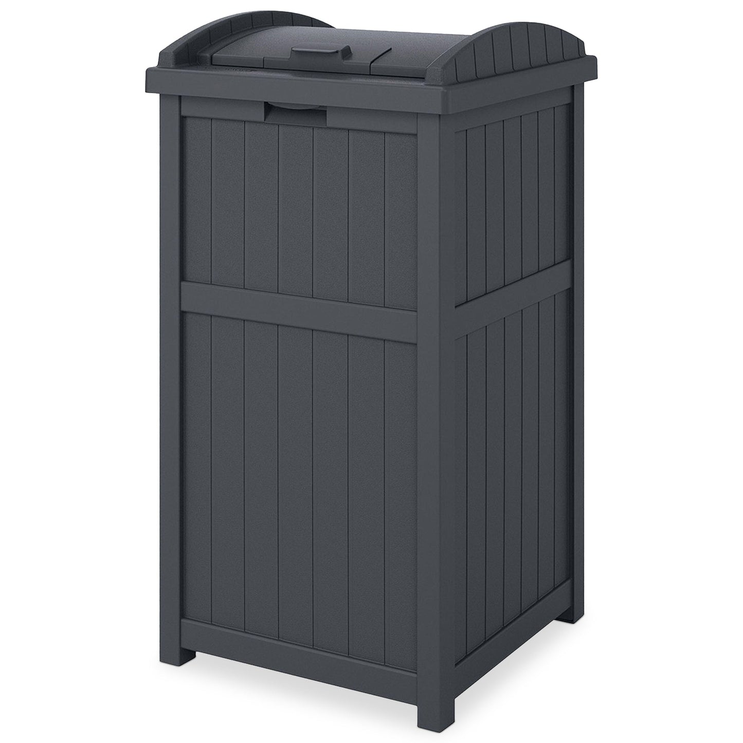 Suncast Trashcan Hideaway Outdoor 33 Gallon Garbage Trash Waste Bin, Cyberspace