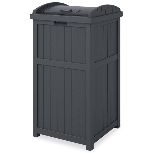 Suncast Trashcan Hideaway Outdoor 33 Gallon Garbage Trash Waste Bin, Cyberspace