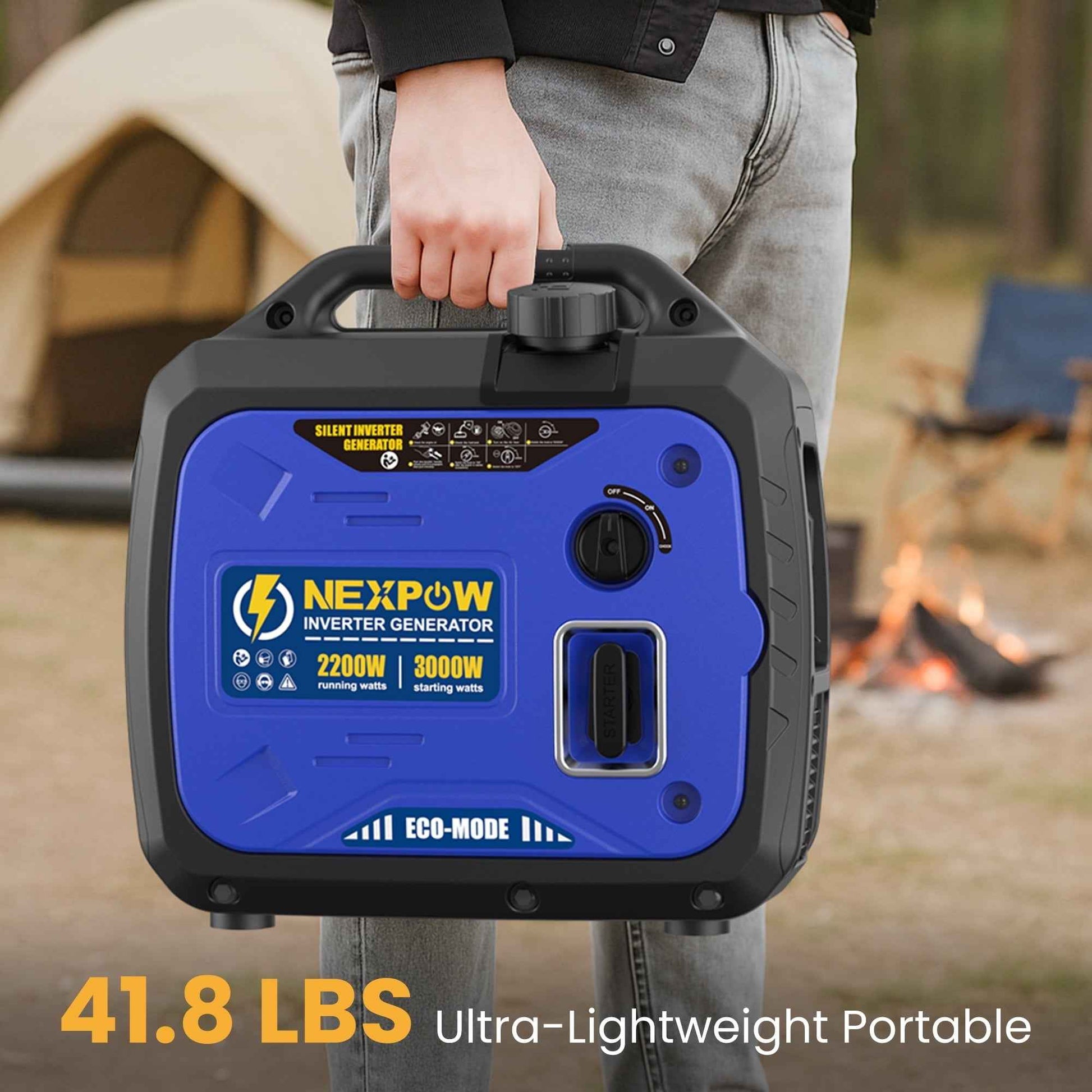 NEXPOW 3000W Portable Inverter Generator, Gasoline Power Lightweight for Backup Home & Camping, Eco-Mode Feature, Parallel Capability, Overload Protection