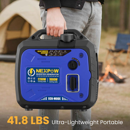 NEXPOW 3000W Portable Inverter Generator, Gasoline Power Lightweight for Backup Home & Camping, Eco-Mode Feature, Parallel Capability, Overload Protection