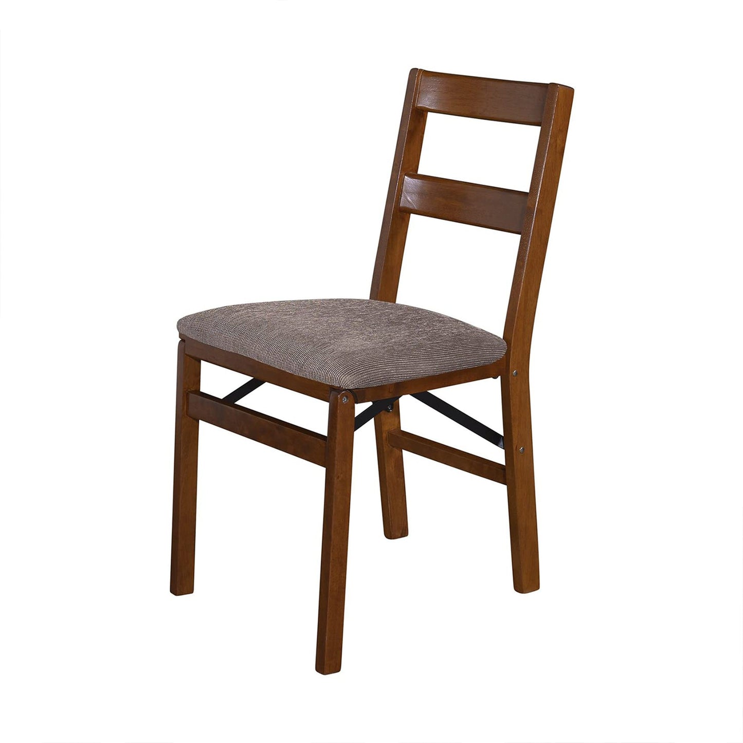 MECO Stakmore Classic Upholstered Seat Folding Chair Set, Fruitwood (2 Pack)