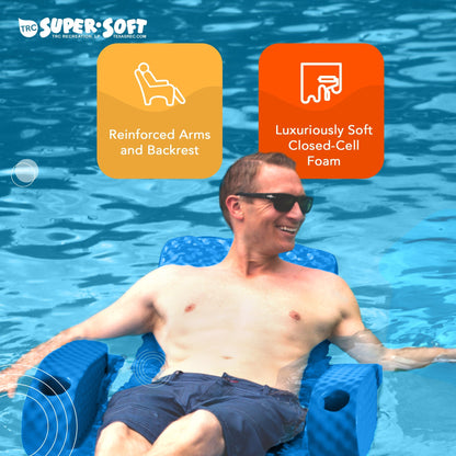 TRC Recreation Folding Baja Chair Swimming Pool Float Armchair, Bahama Blue