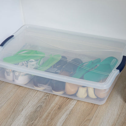 Rubbermaid Cleverstore 42 Quart Latching Stackable Storage Tote, Clear (4 Pack)