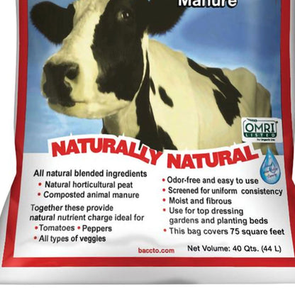 Michigan Peat Baccto Wholly Cow Horticulture Organic & Composted Manure, 40 Qt
