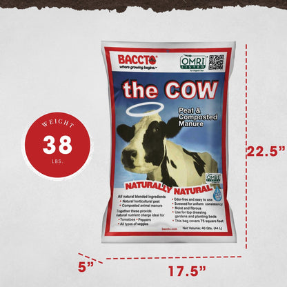 Michigan Peat Baccto Wholly Cow Horticulture Organic & Composted Manure, 40 Qt
