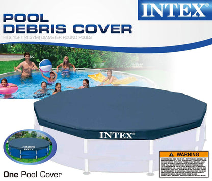 Intex Pool Ladder for 48 Inch Wall Pools & 15' Pool Debris Cover w/ Drain Holes