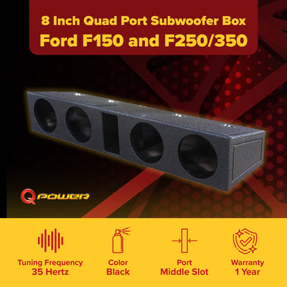 QPower QBFORDFF09408 8 Inch Quad Port Subwoofer Box for Ford F150 and F250/350 - Find Fresh Goods