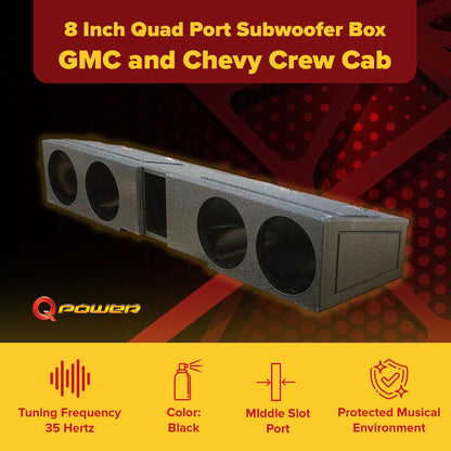 QPower QBGMCFF0740 8 Inch Quad Port Subwoofer Box for GMC and Chevy Crew Cab - Find Fresh Goods