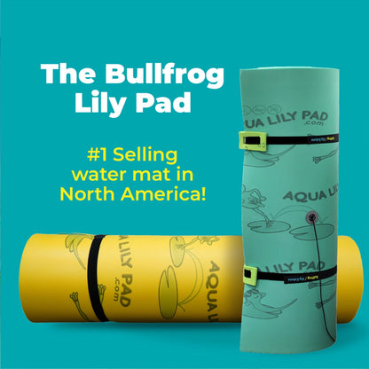 Aqua Lily Pad 20 Ft Bullfrog Water Playground Floating Foam Island, Green/Yellow