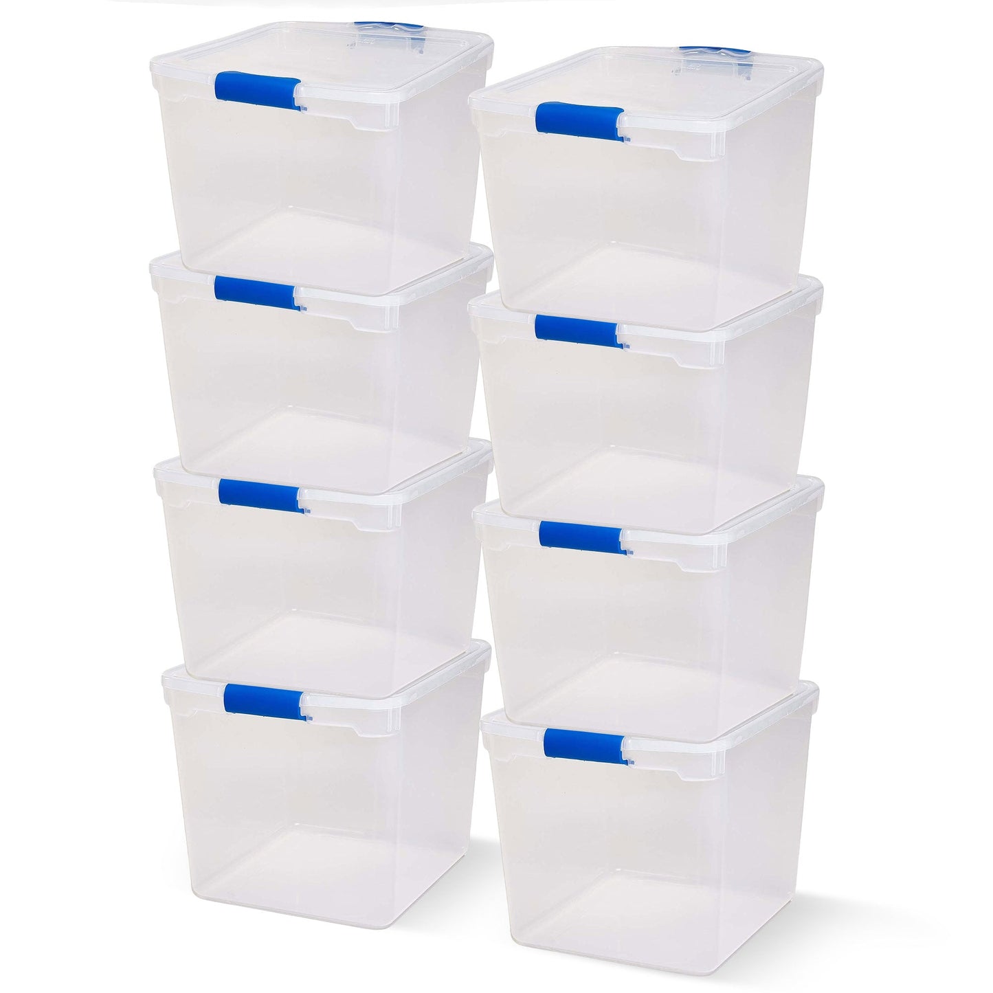 Homz 31 Quart Heavy Duty Modular Stackable Storage Containers, Clear, 8 Pack