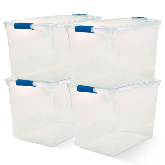 Homz 112 Quart Heavy Duty Modular Stackable Storage Containers, Clear, 4 Pack