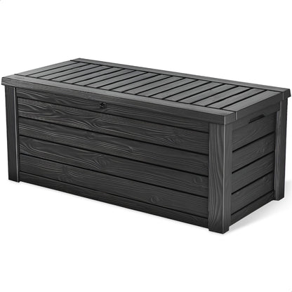 Keter Westwood 150 Gallon Plastic Outdoor Furniture Storage Deck Box, Dark Gray