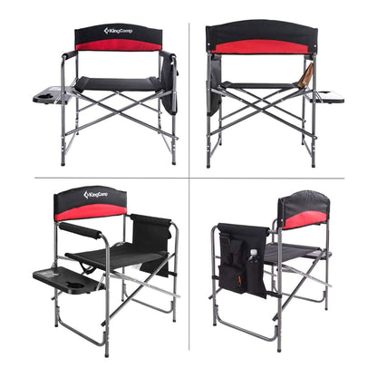 KingCamp Compact Camping Folding Chair with Side Table and Storage Pocket, Red