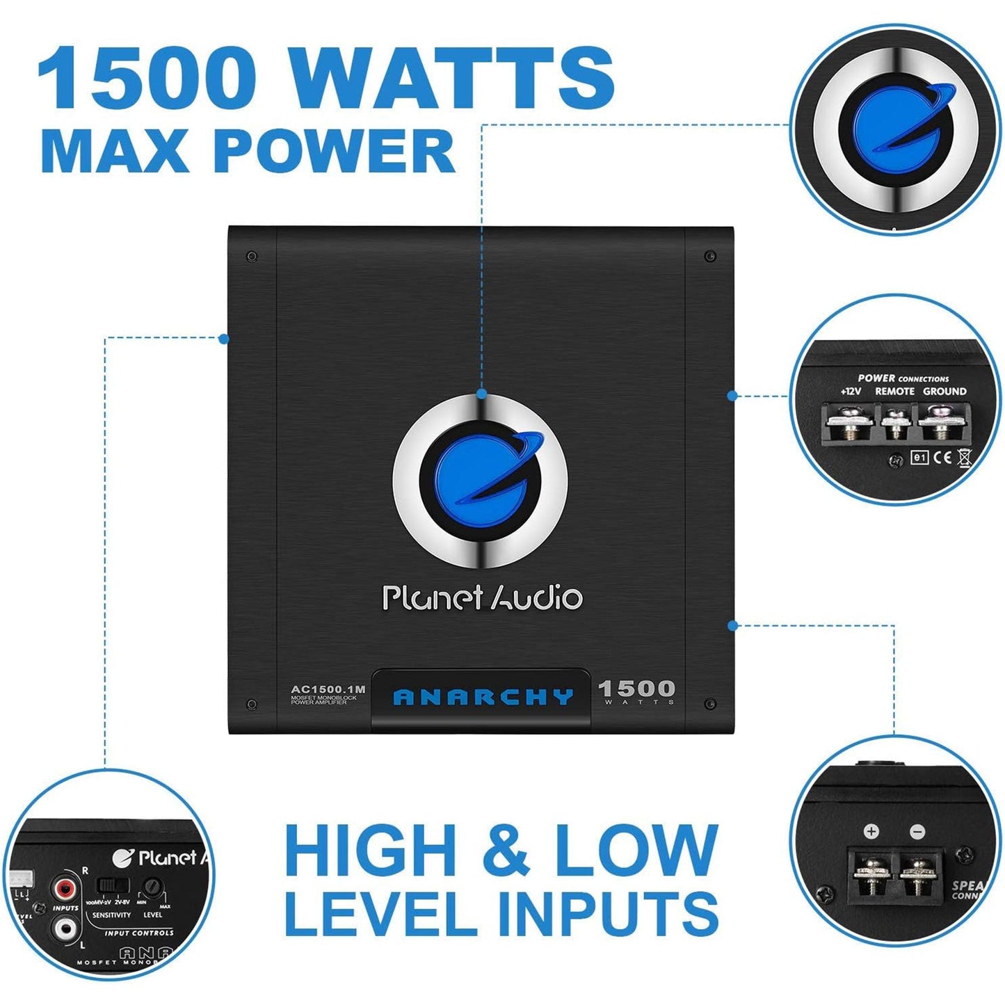 Planet Audio AC15001M 1500 Watt Monoblock A/B Car Audio Amplifier with Remote - Find Fresh Goods