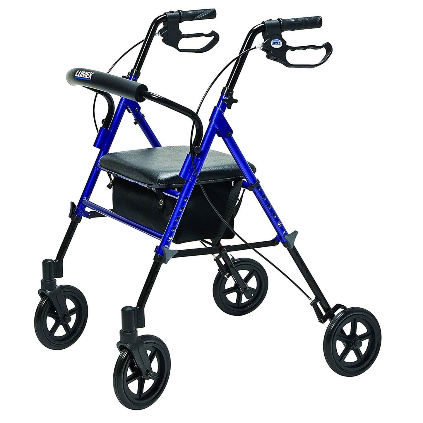 Lumex Set N' Go Wide 2-In-1 Height Adjustable Rollator Walker with Pouch, Blue - Find Fresh Goods