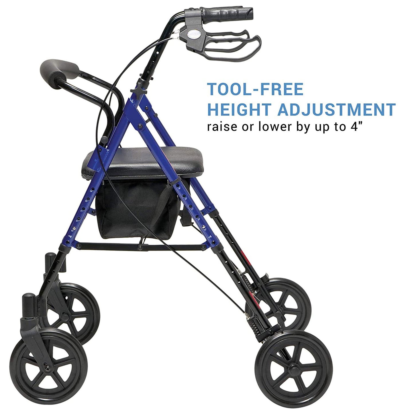 Lumex Set N' Go Wide 2-In-1 Height Adjustable Rollator Walker with Pouch, Blue - Find Fresh Goods