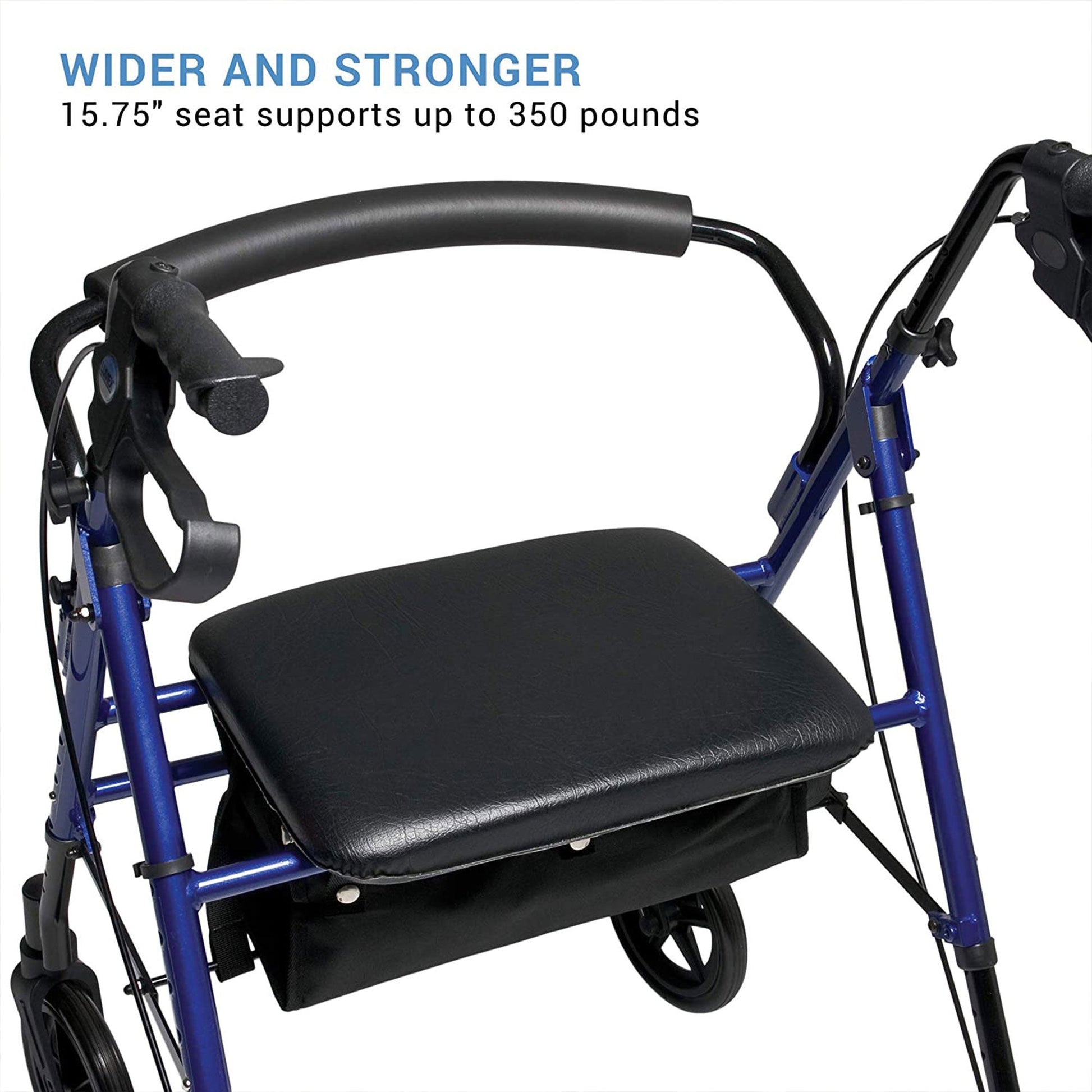 Lumex Set N' Go Wide 2-In-1 Height Adjustable Rollator Walker with Pouch, Blue - Find Fresh Goods
