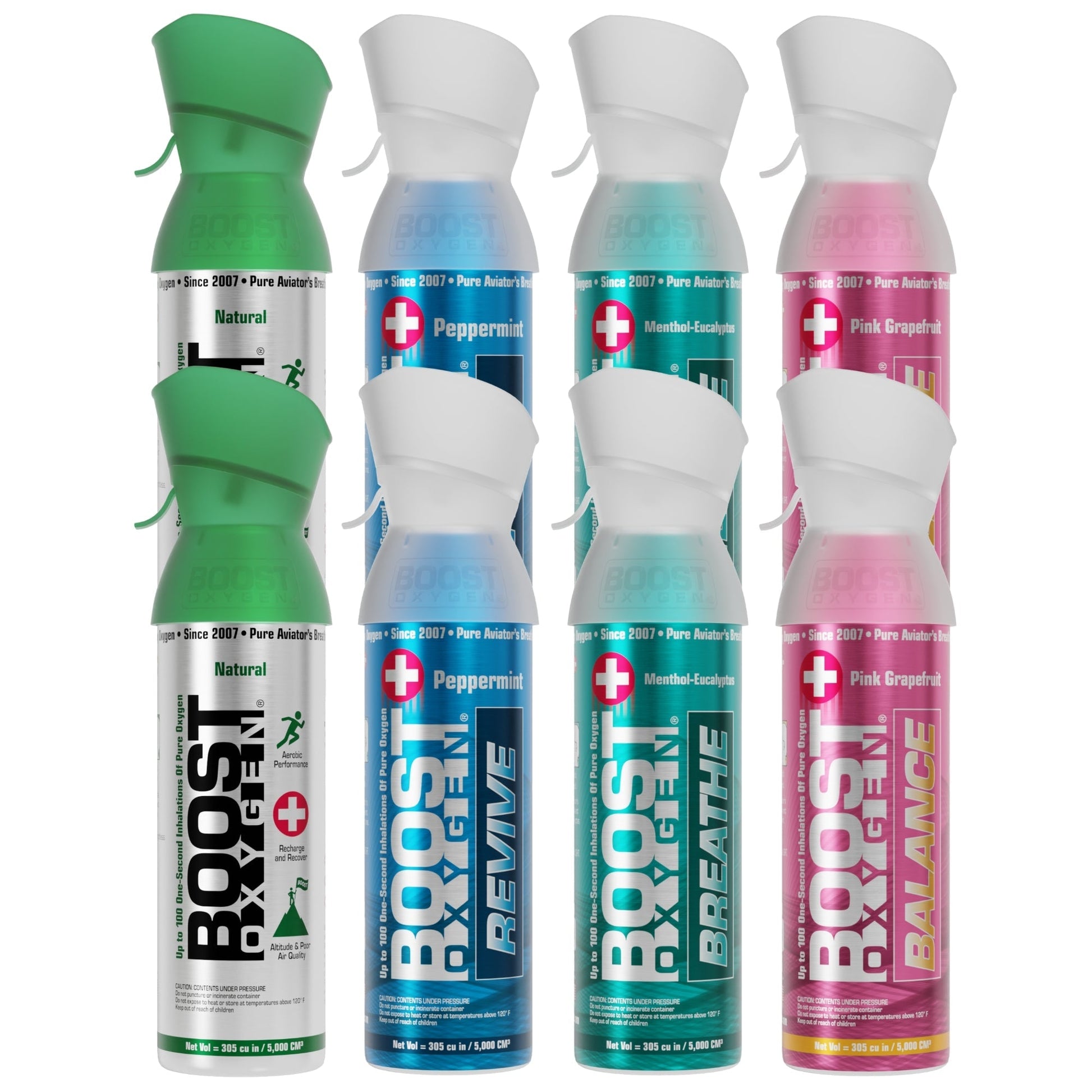 Boost Oxygen Natural Portable 5 Liter Pure Oxygen Variety Canister (8 Pack) - Find Fresh Goods