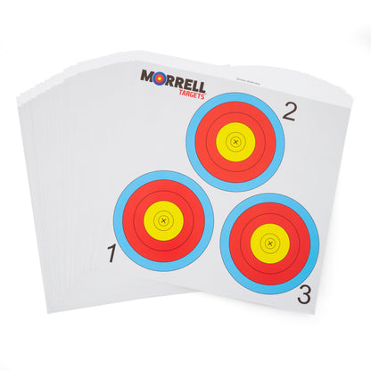 Morrell Targets Archery NFAA Official 3 Spot Paper Target Face, 100 Count Pack