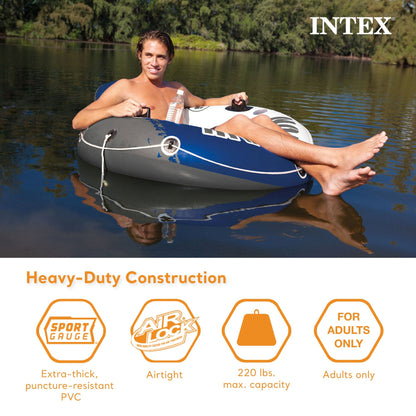 Intex River Run Inflatable Floating Water Tube Raft for Lake/Pool/River (2 Pack)