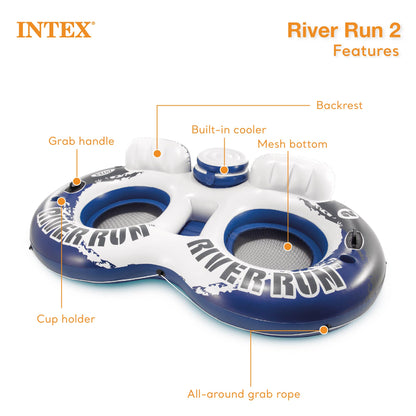 Intex River Run Inflatable Double Rider Tube & 2 River Run Single Water Floats
