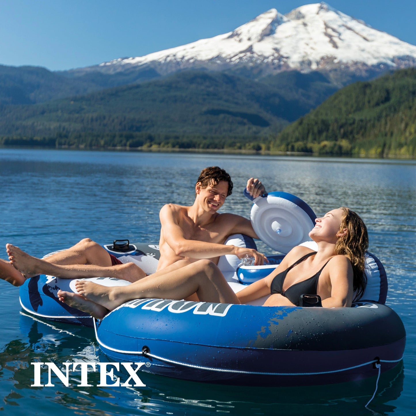 Intex River Run 2 Person  Inflatable Tube Raft Float with Cooler for Pool & Lake