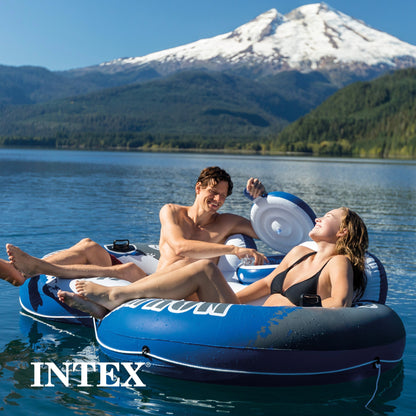 Intex River Run 2 Person  Inflatable Tube Raft Float with Cooler for Pool & Lake